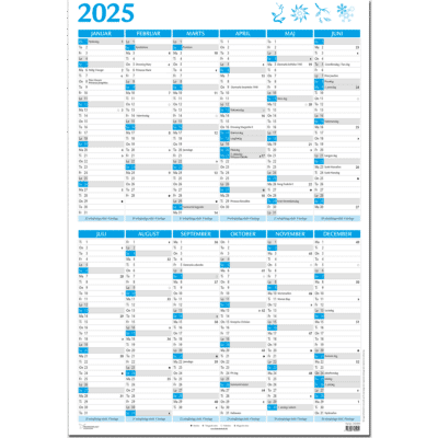 Kæmpekalender højformat 2025, blå