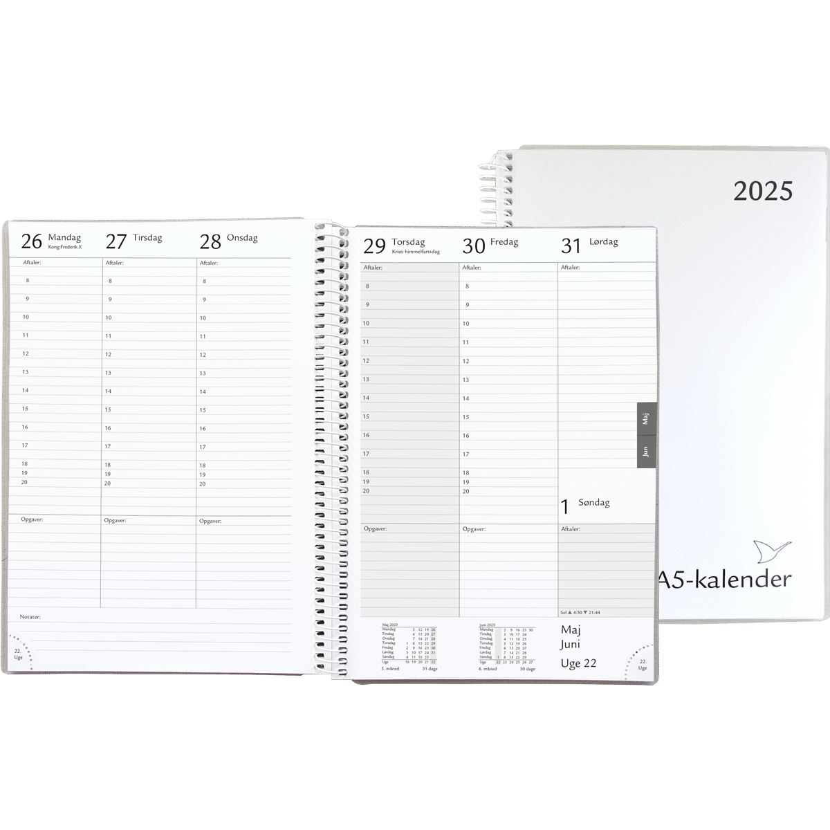 A5-kalender 2025, hvid