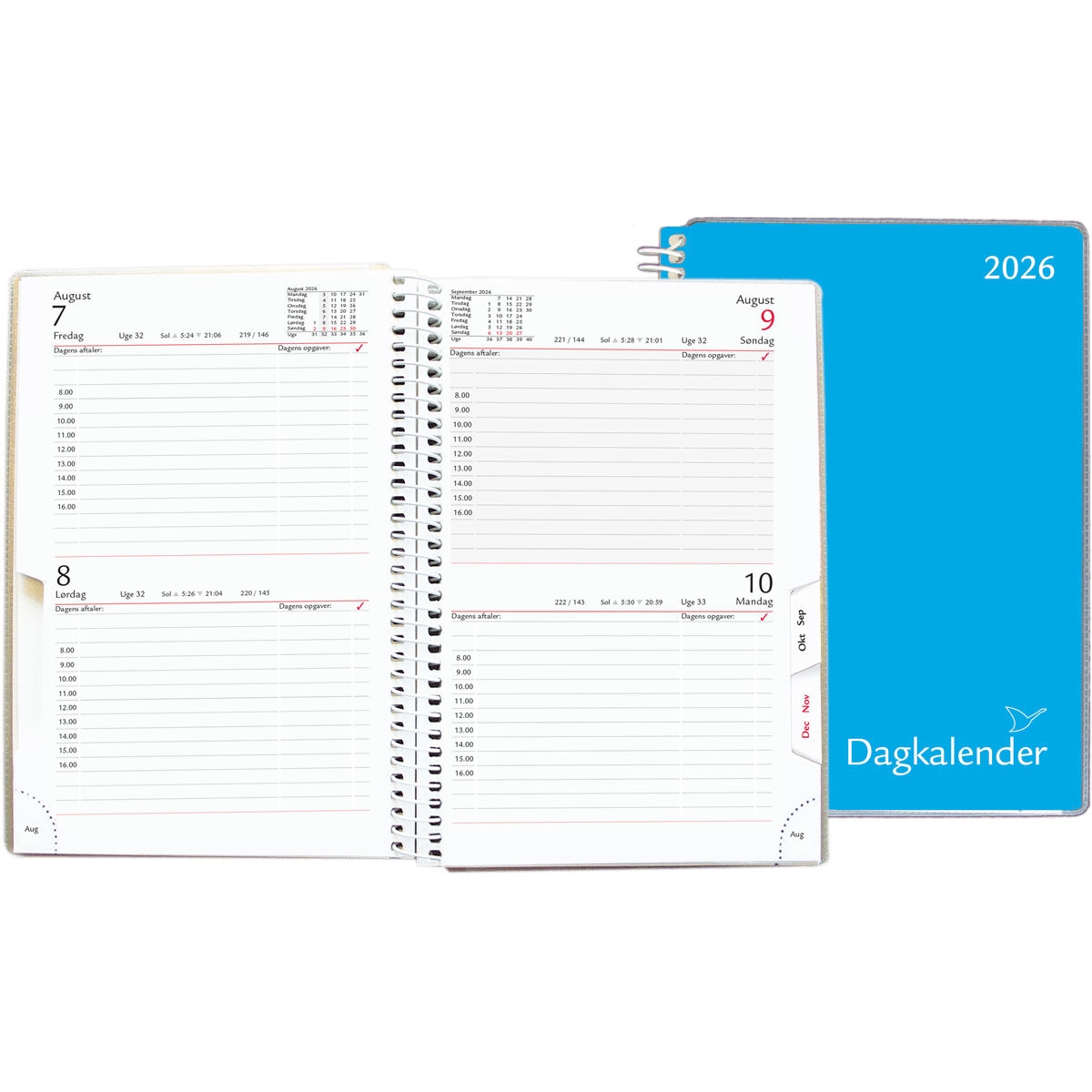 Dagkalender 2 dage pr. side 2026, blå