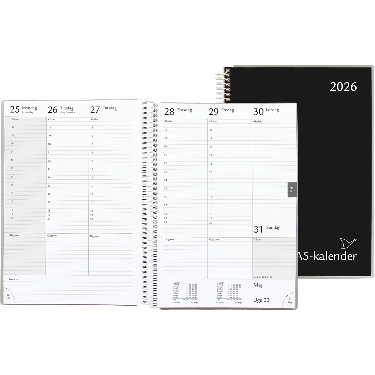 A5-kalender 2026, sort