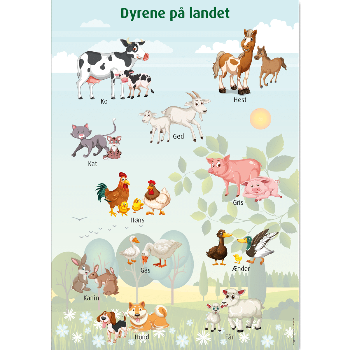 Bondegårdsdyr børneplakat